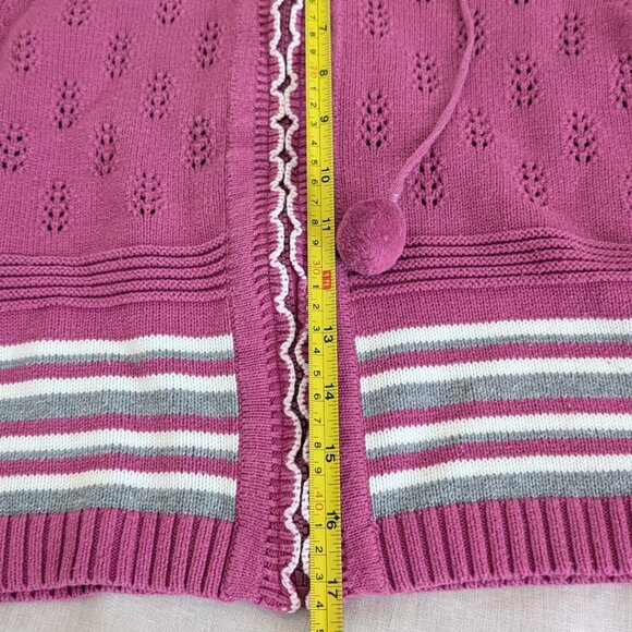 TUZAMA Girl's Magenta/Purple Zip-Up Hoodie with Pompom - Picture 10 of 10